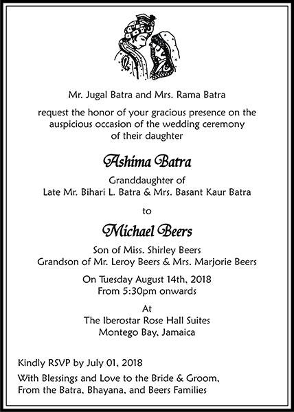 Interfaith wedding invitation wording 11 - Parekh Cards